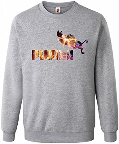 Big size Cotton blend men crewneck sweatshirt casual cool PUMBA print mens hooides and sweatshirts gray Y1 M