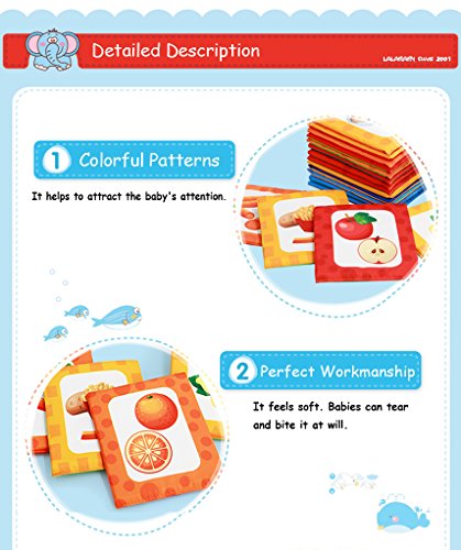image for LALATOY Cloth Cards for Baby,Fabric Activity cards,Soft Activity Baby 