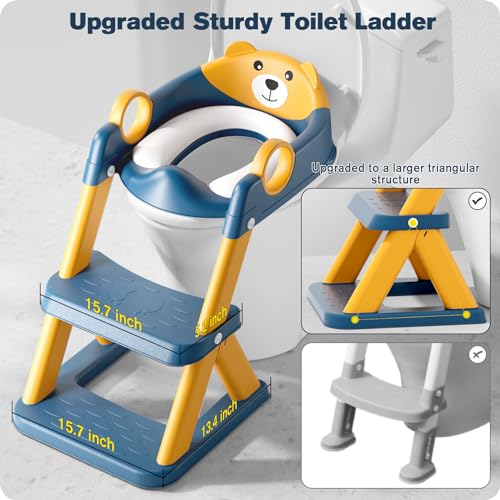 Rabb 1st Children's Toilet Reducer, Raised Seat for Men and Women, Non-Slip Anti-Splash Platform for Toilet, Blue Yellow