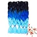 Jumbo Braiding Crochet Twist Hair 5Packs/Lot Box Braids Crochet Hair Synthetic Braiding Hair Extensions for Women 24 Inches Crochet Hair Box Braids Twists Hair (Black-RoyalBlue-SkyBlue)