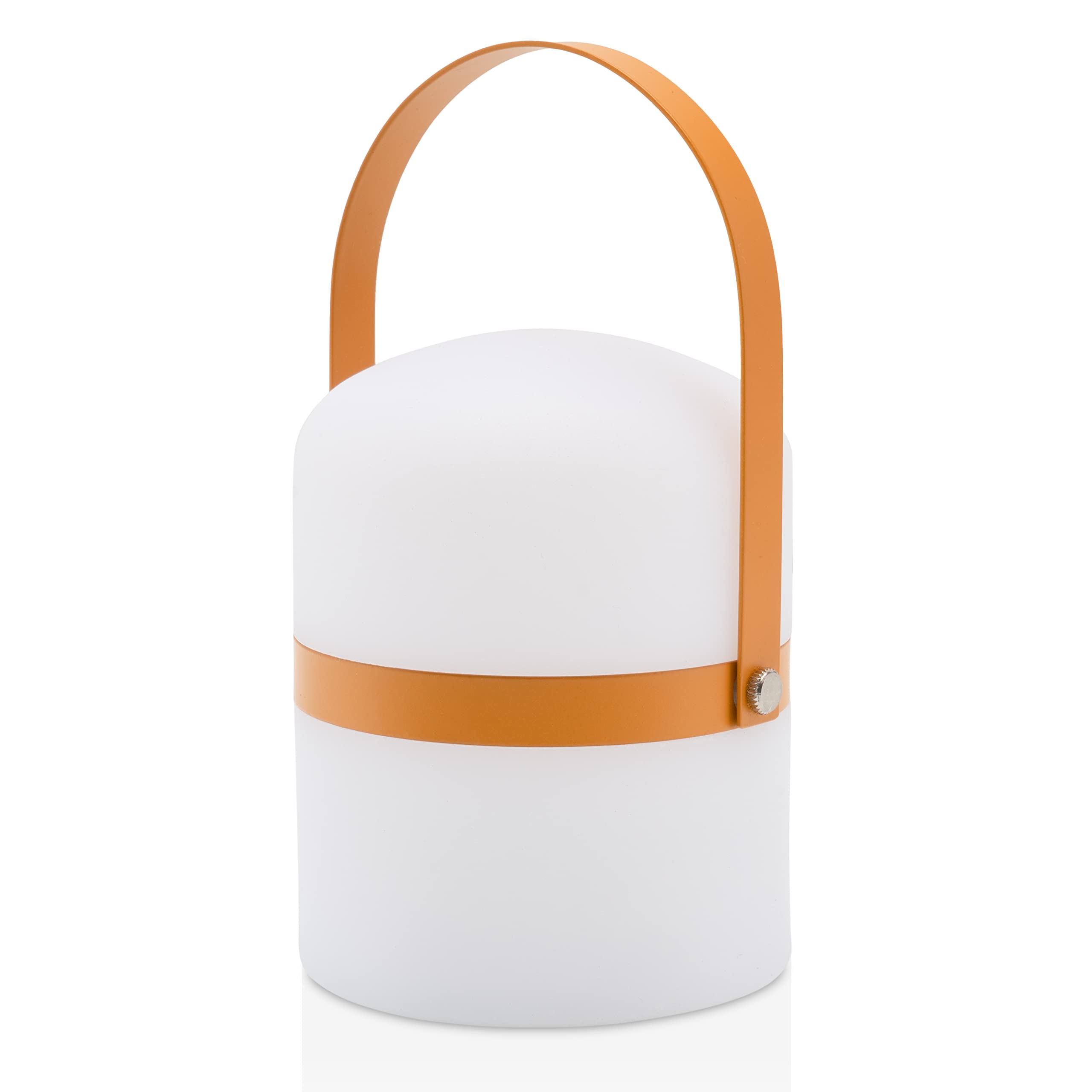 LUUK LIFESTYLE Dimmable LED Lantern with Handle, for Garden, Home, and Apartment, Rechargeable Design Light, in Matte Orange Curry