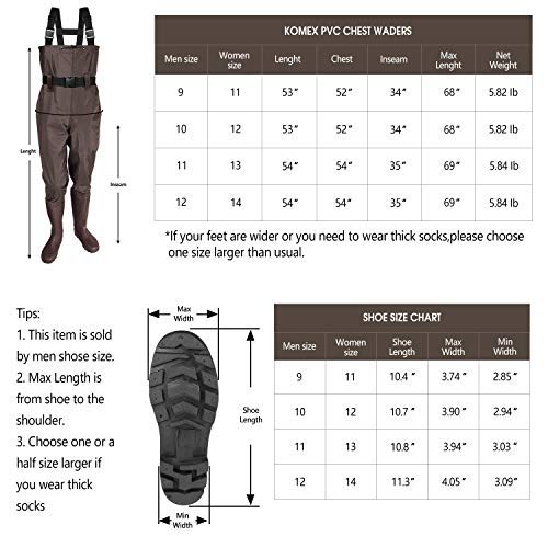 KOMEX Chest Waders Upgrade Fishing Boots Waders Hunting Bootfoot with Wading Belt Waterproof Boots Breathable Nylon and PVC Wading Boots for Men and Women - Thumbnail 4