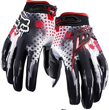 CST Co. FOX Riot Motocross Bicycle Racing Full Finger Gloves Elastic and Great Breathability Suitable for Summer (White, L (Width 4 inches))