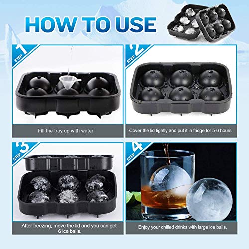 LessMo 2 Stk. Eiswürfelform Groß, Eiswürfelform Silikon 6-Fach Groß Eiswürfel, 2-Set Ice Cube Tray, Eiswürfelform mit… – Bild 7