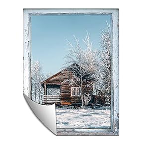 Wall Paper Small Wall Mural Snowscape Out of The Window Wall Art Removable Wall Decoration for Bedroom Living Room - 24x32 inches