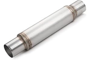 A-KARCK 3" Inlet Exhaust Resonator, 3" Inlet 3" Outlet 21" Overall Length Muffler Resonator Stainless Steel