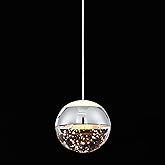 JoollySun Modern Crystal Pendant Light: Chrome Mini Globe Hanging Light Fixture for Kitchen Island Bathroom