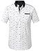 SSLR Men's Printed Button Down Casual Short Sleeve Cotton Shirts (Medium, White)