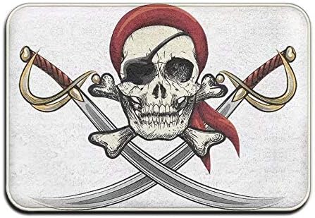 DecLHome Pirate Skull Pirate Skull Coral Velvet Memory Foam Mats Non-Slip Kitchen Mats,Bath Mats,Welcome Door Mat,Doormat Indoor/Outdoor 16" X 24