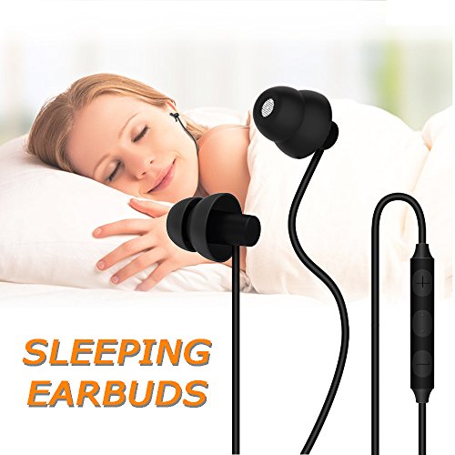 Sleep Headphones, MAXROCK Ultra Soft Comfortable In-ear Earphones w Mic and Volume Control Sound Blocking Earplugs…