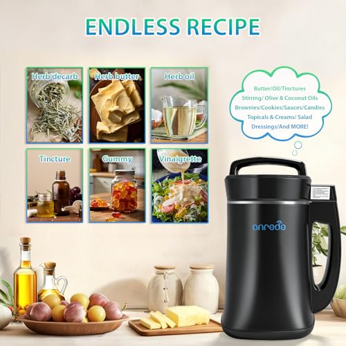 Anrede Herbal Decarboxylation Butter Oil Infuser Maker Machine, Herbal Botanical Extractor for Making Oil ,Tinctures and Flavored Edibles, Easy Operation, Include Recipe and Complete Accessories