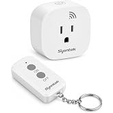 Syantek Remote Control Outlet Wireless Light Switch for Household Appliances, 200ft Long Range Remote Outlet Switch, 15A/1875W High Power Mini Electrical Plug, White (1 Outlet + 1 Remote)
