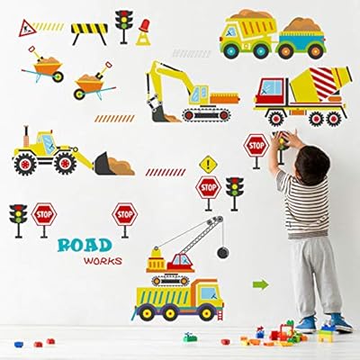 Decalmile Construction Vehicles Wall Decals Kids Cars Wall Stickers Baby Nursery Boys Bedroom Playroom Wall Decor Buy Online At Best Price In Uae Amazon Ae
