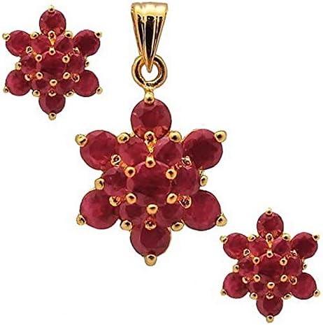 Stud earrings for Women / Natural Ruby / Body 925 Sterling Silver Ear - Look a Graceful