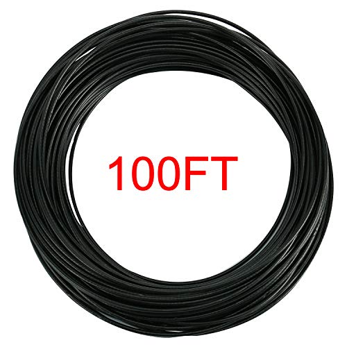 YaeGoo Stainless Steel 304 Black Wire Rope Vinyl Coated,7x7 Strand Core,1/16" Wire Rope,3/32" Coated OD,100FT,326 lbs Breaking Strength