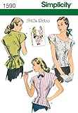 Simplicity Creative Patterns 1590 Misses' 1940's Retro Blouse, H5 (6-8-10-12-14)