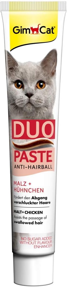 gimcat duo paste anti hairball katzensnack fordert den abgang verschluckter haare 1 tube 1 x 50 g