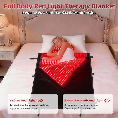 Red Light Therapy Mat Full Body with 2630 LEDs, 74.8"x33.6" Flexible Infrared Red Light Blanket for Home Use, Dual 660nm & 850nm, Adjustable Modes and Timer Control
