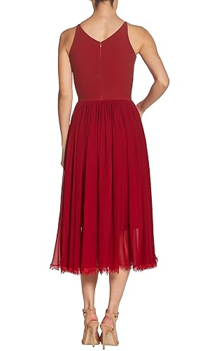 Dress the Population Women's Alicia Plunging Mix Media Sleeveless Fit &  Flare Midi Dress Dress, -garnet, xl in Kenya | Whizz Casual
