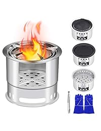 KINDEN   Estufa de madera para camping, 5 en 1, mu