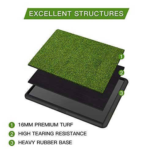 TRUEDAYS Golf Hitting Mat, Heavy Rubber Base Portable Golf Practice