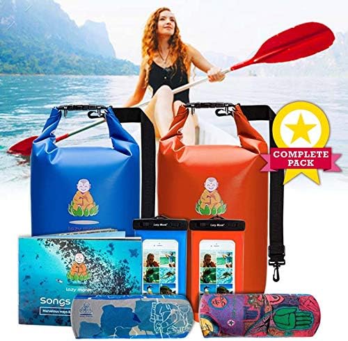 Lazy Monk Dry Bags Waterproof | Water Proof Bag Backpack | Best Kayak & Travel Sack Accessories with Phone Case Kayaking Fishing Proof Ski Swimming River Trip Float Short Tubing Surf