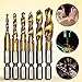 JKDRILL 6pcs 1/4 Hex Shank Titanium Plated M3-M10 ＨSS Screw Thread Metric Tap Drill Bits , Combination Drill and Tap Set