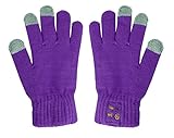 BicycleStore® 1 Pair Bluetooth Talking Glove Touch Screen Gloves Winter Warmer for Men Women Built-In Speaker and Microphone Hand Gesture for Creative Answer (purple)