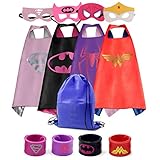 Kids Cartoon Dress up Costumes Satin Capes with Felt Masks and Exclusive Bag for Copslay Birthday Party (4Pack-Girls)