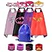 Kids Cartoon Dress up Costumes Satin Capes with Felt Masks and Exclusive Bag for Copslay Birthday Party (4Pack-Girls)
