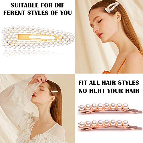 Pearls Hair Clips for Women Girls, Anysoso 12 pcs Large Bows/Clips/Hair Ties for Birthday Valentines Day Gifts Bling Hairpins Headwear Barrette Styling Tools Accessories - Thumbnail 3