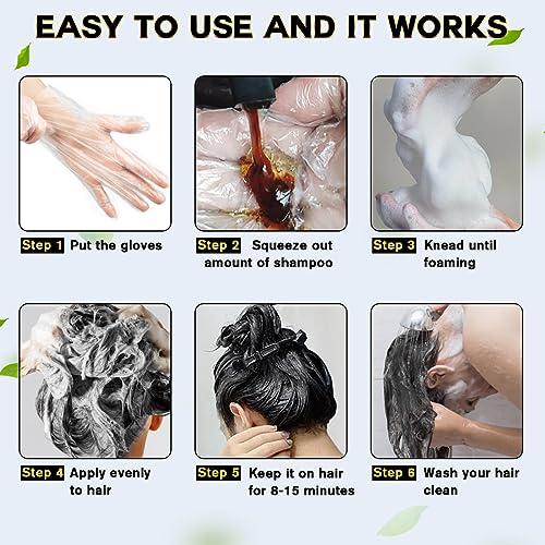 IIIMEIDU Black Hair Dye Shampoo 3 in 1 for Gray Hair, Herbal Ingredients Shampoo Black Hair Dye for Women Men, Grey Coverage Shampoo 500ml