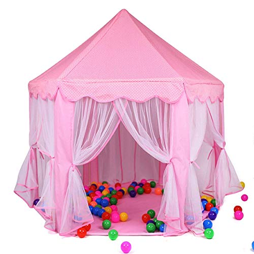 Anyshock Kids Tent, Princess Castle Large Play House Tent Girls Pop Up Baby Toys Dollhouse Outdoor and Indoor Playhouse Tent Toy Great for 1-8 Years Old Kids/boy/Girls/Baby/Infant (No LED Light) - Thumbnail 7