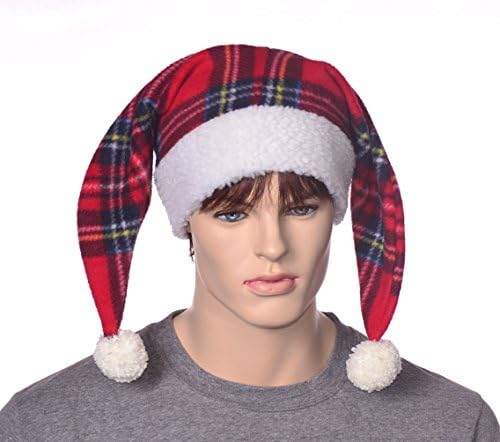 Jester Hat Holiday Harlequin Plaid Hat with Sherpa Headband and Pompom