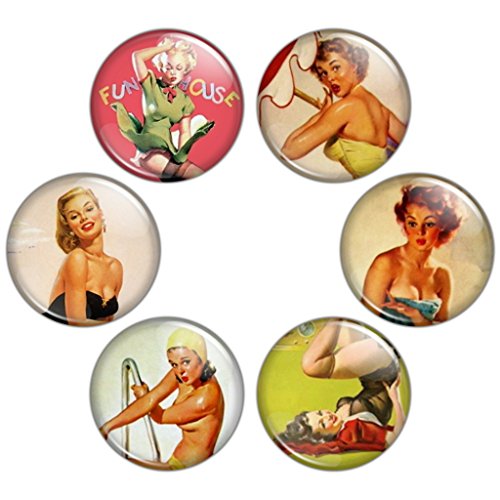 Button Bistro Women's Pin Up Girls 1.25 inch Pinback Button Set #2 Badges Pins