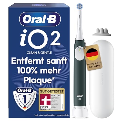 Oral-B iO Series 2 Elektrische Zahnbürste — Electric Toothbrush, Inkl. 1 Aufsteckbürste, Reise-Etui — 3 Putzmodi für Zahnpflege, GUT GETESTET (2,2) von STIFTUNG WARENTEST, Designed by Braun, Grün