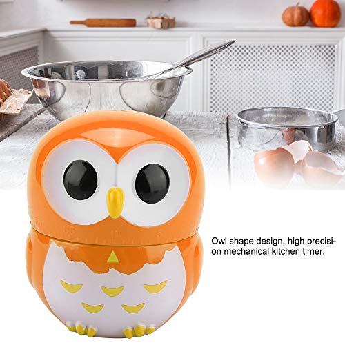 Rosvola Mechanical Timer, Cute Owl Shape Manual Cooking Counters Clock for Kitchen(Orange)