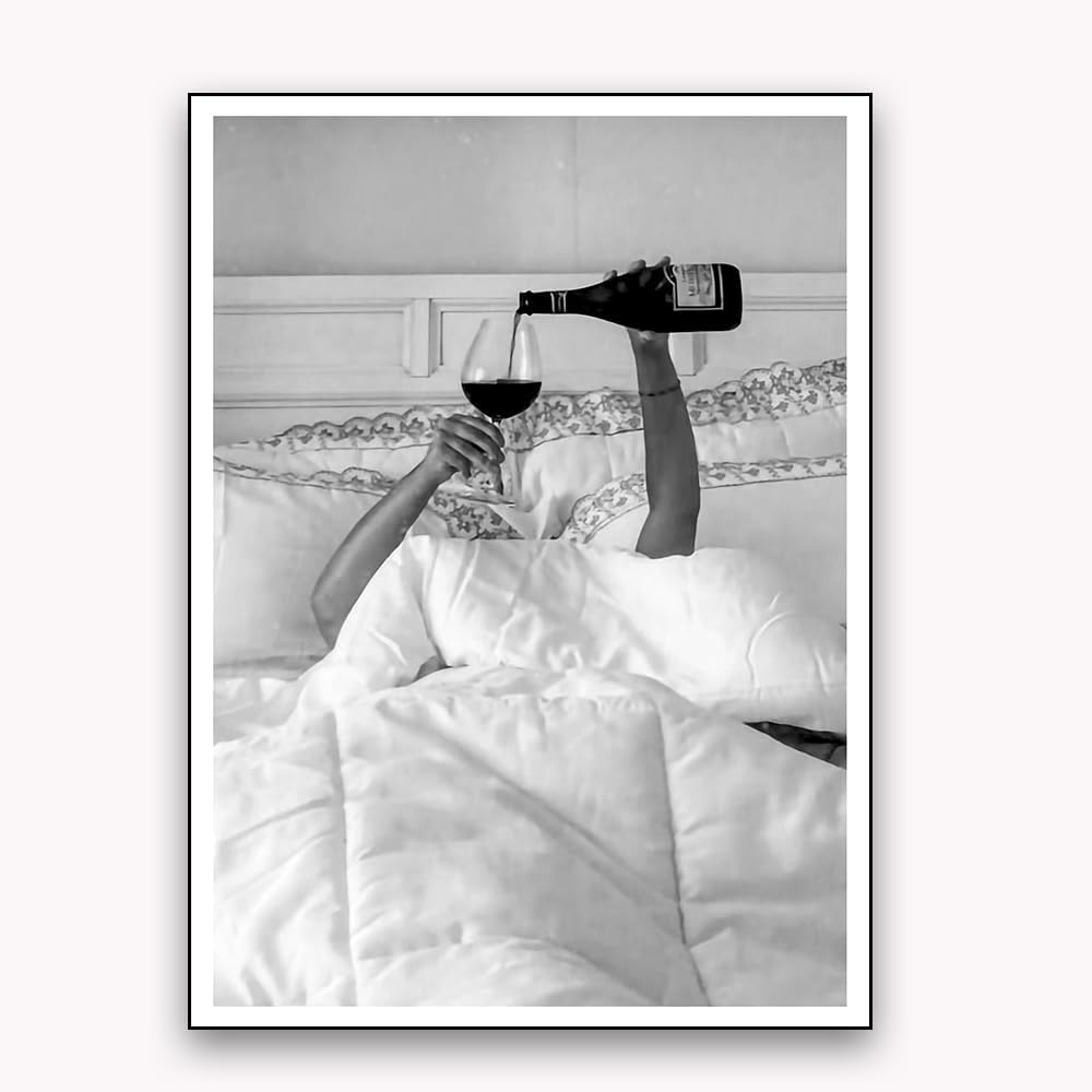 Posters & Prints - Retro Preppy Canvas Wall Art Black and White Prints Aesthetic Posters Trendy Funky Home Wall Decor for Living Room Bar Cart 24x36in Unframed