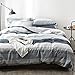 OREISE Duvet Cover Set King Size 100% Cotton Soft Bedding Set Gray Blue White Printed Striped Style,3Piece (1 Duvet Cover + 2 Pillowcase),Comfortable Luxurious
