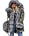 Roiii Winter Women Warm Fleece Hood Parka Overcoat Coat Long Fishtail Jacket Top