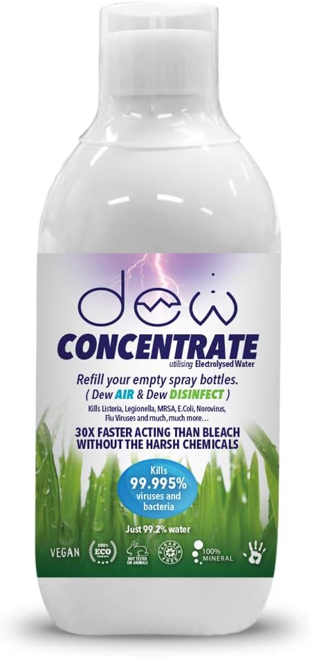 Dew Disinfect Concentrate - Electrolysed Water - 100% Hypoallergenic, Non-Irritant, Safe 500ml (Single Pack) (1)