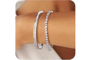 SUPNEER Gold Bracelets For Women 18K Gold Plated Bangle Tennis Bracelets Set,Adjustment Cubic Zirconia Tennis Bracelet Christmas Gifts Dainty Jewelry for Mom Grandma Friends