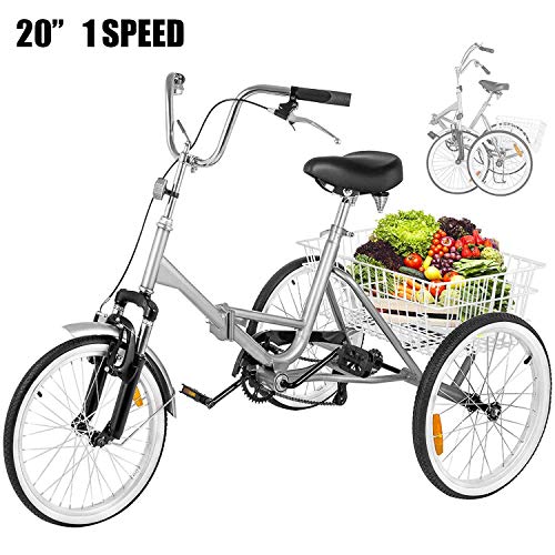 Happybuy 24 Inch Adult Tricycles Series 7 Speed 3 Wheel Bikes for Adult