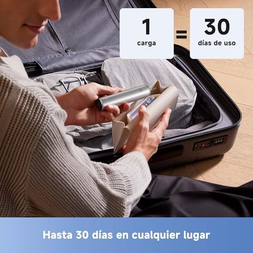 Fresh Pro 3DClean cepillo de dientes con aplicación, Recargable para adultos, 2 cabezales de cepillado 3-en-1 y estuche de viaje, 30 días de duración de la batería, Plateado