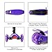 ChromeWheels Scooters for Kids, Deluxe Kick Scooter Foldable 4 Adjustable Height 150lb Weight Limit 3 Wheel, Lean to Steer LED Light Up Wheels, Best Gifts for Girls Boys Age 3-12 Year Old, Purple