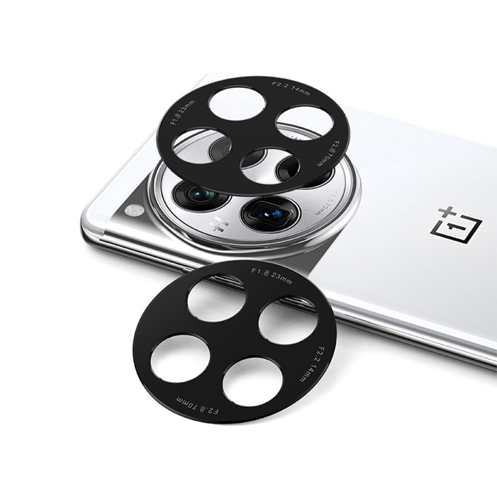 QINOUK for OnePlus 12 Lens Protector, [2 Pack] Aluminum Alloy Metal Camera Lens Protection, [Anti-Scratch] Compatible with OnePlus 12-Black