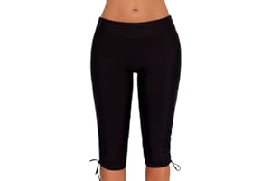 Bsubseach Womens Sport Long Boardshorts Skinny Swim Rash Guard Bottom Shorts S-3XL
