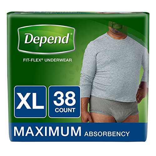 Depend FIT-Flex Incontinence Underwear for Men, Maximum Absorbency, XL, Gray (Packaging May Vary)