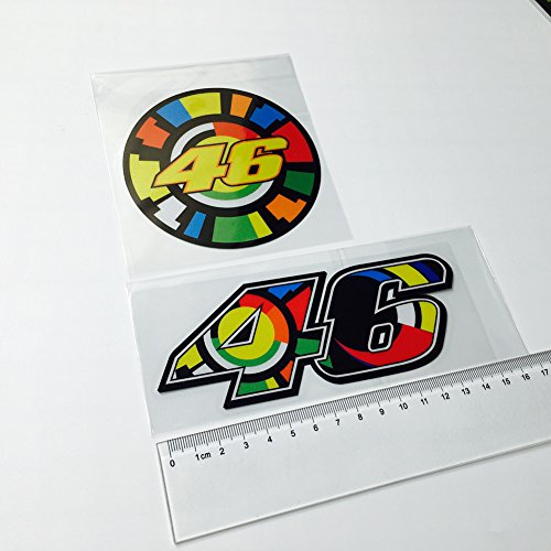 DXYMOO Pack of 2pcs Motor Car Sticker Decals Reflective for MotoGP Fleet Italy VR 46 Rossi Cute Fish Sun Moon (T061)