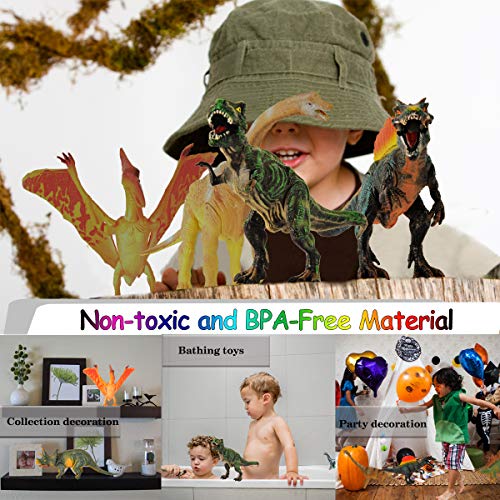 Adjustable Dinosaur Toys, 6 Pack 11" Large Plastic Dinosaur Figures, Non-toxic Tasteless Dinosaur With Movable Parts Function, Highly Detailed Realistic Dinosaur Set for Kids Educational Dinosaur Toys